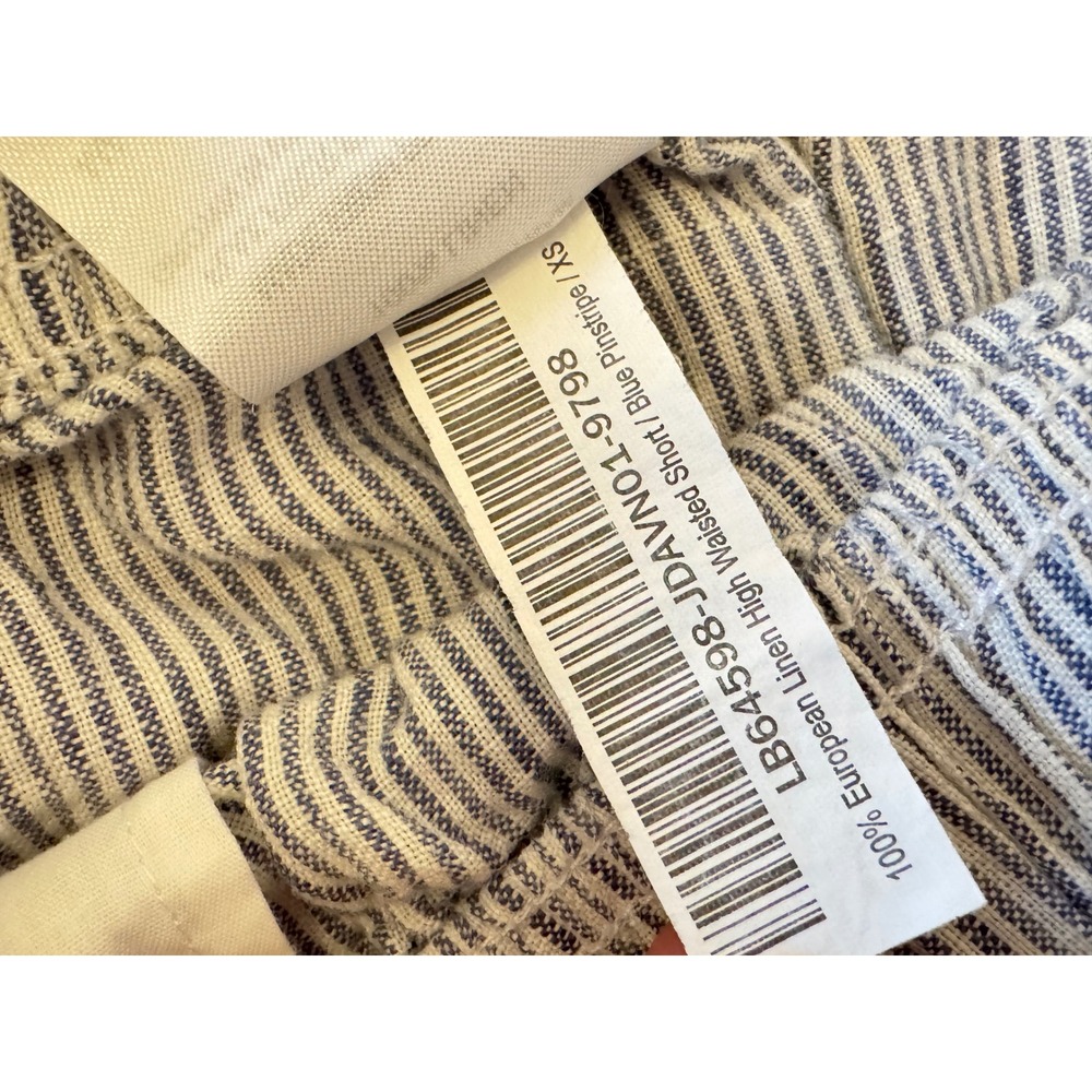Quince XS Womens European Linen High Waisted Shorts Blue Pinstripe JDAVN01-9798 - Picture 5 of 6